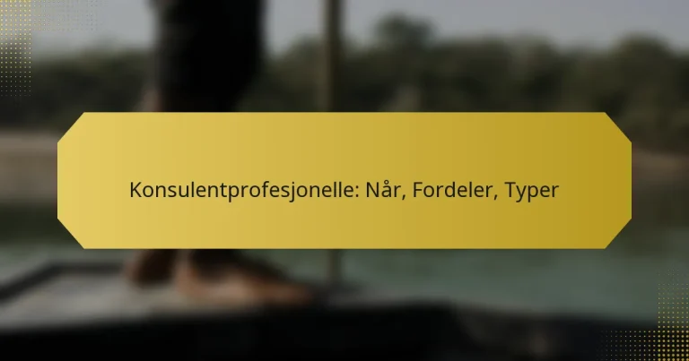 Konsulentprofesjonelle: Når, Fordeler, Typer